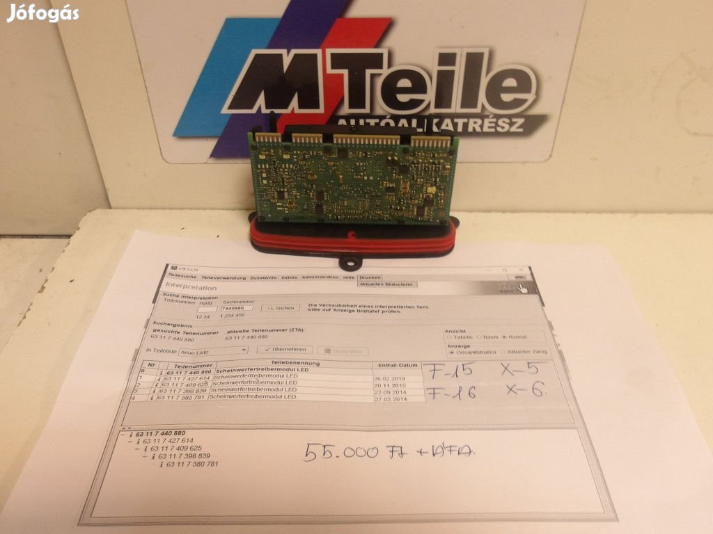 [GYÁRI BONTOTT] BMW - XENON VEZÉRLŐ X5/X6 F15/F16 7440880